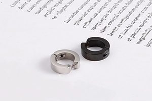 Clips d'oreilles minimalistes argent et noir pour hommes et femmes sans perçage