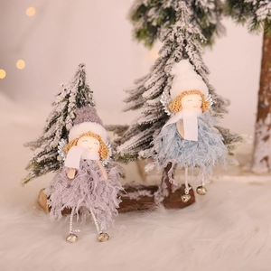 Charming Christmas angel girl dolls in knit hats and mesh skirts for tree decoration