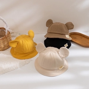 Thick autumn winter kids fisherman hats with cute bear ears in four different colors