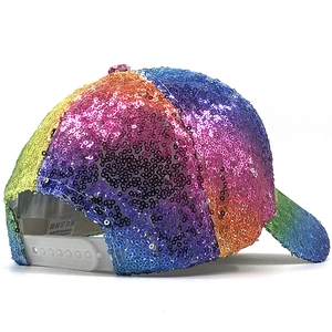 Regenbogen Pailletten Baseballkappe mit verstellbarem Verschluss für Damen im Sommer