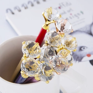 Eleganti penne a sfera in metallo con grande diamante in cristallo in vari colori