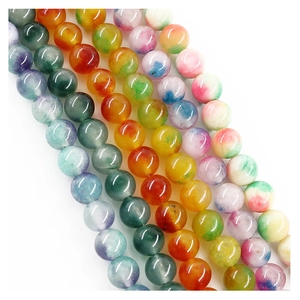 Colorful 10mm round stone beads for DIY jewelry making in vibrant mixed color strands