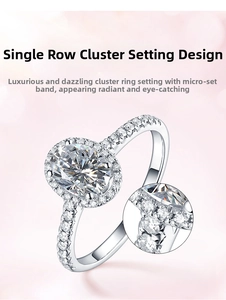 Macro view of oval halo ring with micro-pave cubic zirconia setting on the band