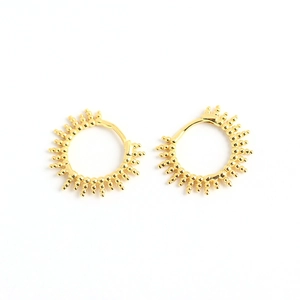 Minimalist S925 sterling silver hoop earrings with gold-plated bead rim design