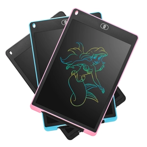 12-inch LCD writing tablet for kids in pink, blue, and black with stylus and lock key
