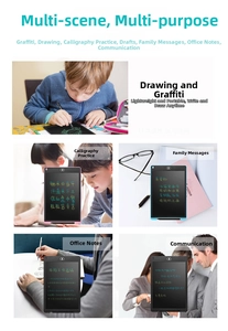Detailed multi-scene usage of a 12-inch LCD writing tablet for drawing and note-taking