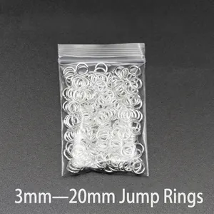 Silver open jump rings in various sizes from 3mm to 20mm for DIY jewelry making