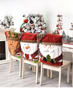 Detailed Christmas chair covers with 3D Santa, Snowman and Reindeer character designs