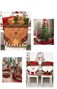 Detailed view of 3D Christmas chair covers featuring Santa, reindeer and snowman designs