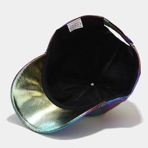 Holographic laser baseball cap with 100% acrylic fabric and internal washing label detail