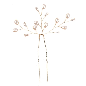 Épingle à cheveux de mariée avec perles et design de branche dorée fait à la main