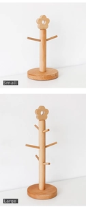 Detail of flower-shaped wood cup holder top showing minimalist beechwood texture and craft