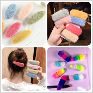 Plush Hair Clips Faux Fur Lamb Wool BB Barrettes Korean Sweet Style Hairpins Women Girls Autumn Winter Hair Accessories