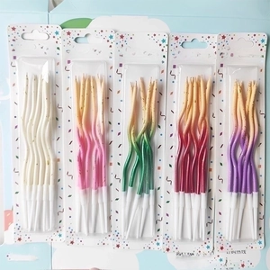 Spiral Curved Birthday Candles Gradient Color Glitter Twisted Cake Candles For Kids Party Cake Decoration Supplies