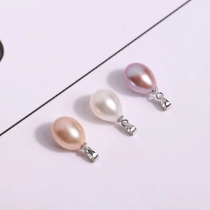Teardrop Natural Artificial Pearl Pendant Necklace Elegant Simple Jewelry Gift For Women With 925 Sterling Silver Pinch Bail