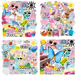 50-piece VSCO colorful aesthetic stickers for luggage and laptops with trendy vinyl designs