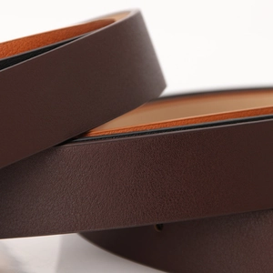 Classic dark brown leather belt with vintage pin buckle for women shown on white background