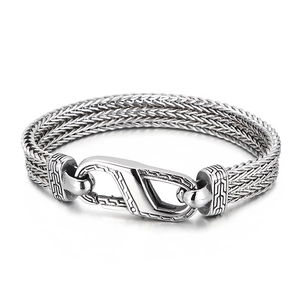 Mens Retro Keel Braided Chain Bracelet Stainless Steel Industrial Style Jewelry Punk Accessory