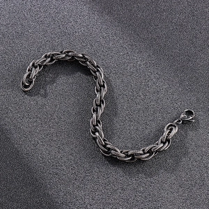 Vintage industrial style men's heavy chain bracelet in antique silver with lobster clasp