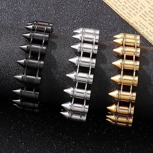 Edgy bullet link chain bracelets in black, silver and gold tones for men motorcycle style