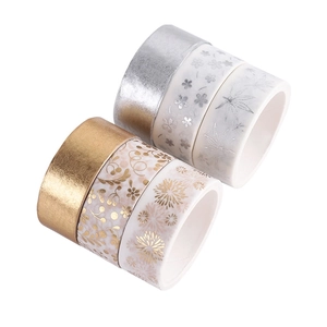 6-roll gold and silver foil washi tape set for DIY scrapbooking and decorative crafts