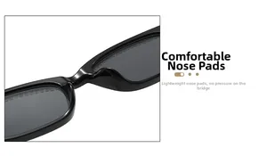 Gros plan détaillé montrant les plaquettes de nez intégrées de ces lunettes de soleil noires