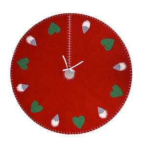 Falda de árbol de Navidad roja 96cm con motivos de elfos y corazones verdes