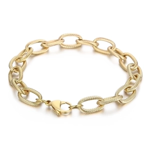 Fashionable gold titanium steel O-chain bracelet with spiral rope texture links