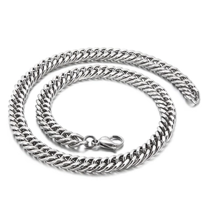Classic silver curb chain necklace in polished stainless steel with secure lobster clasp