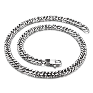 Polished silver curb chain necklace with lobster clasp shown on professional white background