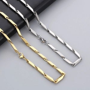 Hip hop titanium steel chain necklace set in gold and silver finish for men