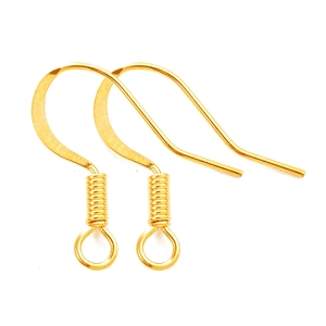 Detailed close-up of 18K gold-plated copper earring hooks with spring and loop.