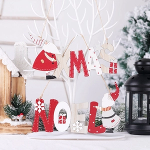 Decorazione Natalizia In Legno Babbo Natale Lettere XMAS NOEL Per Albero Casa Addobbo Rustico Regalo Festa