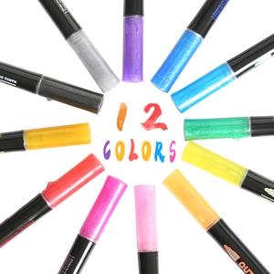Set of 12 vibrant outline markers arranged in a radial layout for DIY craft and drawing