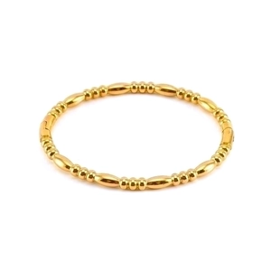 Chic 18K gold plated stainless steel bamboo link bracelet with alternating bead design