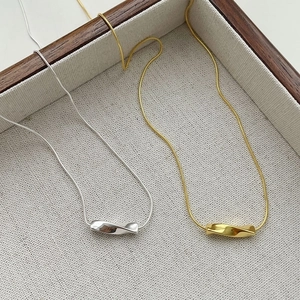 Minimalist S925 sterling silver geometric pendant necklaces in gold and silver finish