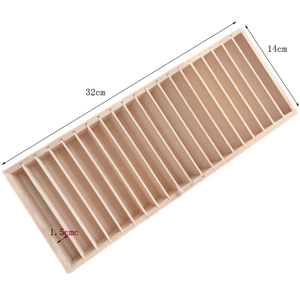 Wooden hairclip organizer tray with 32cm length and adjustable slots for jewelry