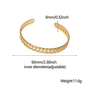 Detaillierte Größentabelle für das goldene Gliederkettenarmband mit 60mm Innendurchmesser