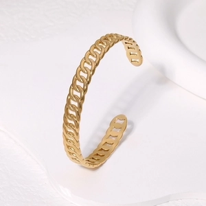 Verstellbares Armband aus 18K vergoldetem Edelstahl in Kettenform mit Hochglanz