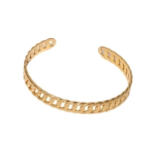 Verstellbares 18K vergoldetes Edelstahl-Armreif mit elegantem Kettenlink-Design