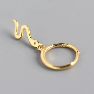 Elegant gold plated S925 sterling silver snake earrings with luxury 925 hallmark detail