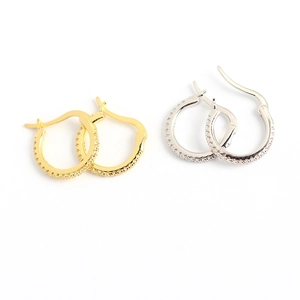 Classic gold and silver S925 sterling silver hoop earrings with sparkly cubic zirconia