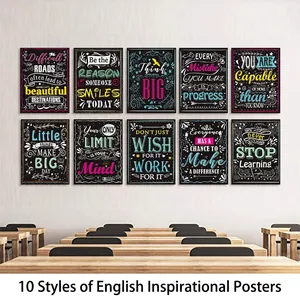 Inspirational English Motivational Posters Satin Cloth Wall Art Unframed Blackboard Style Classroom School Office Decor