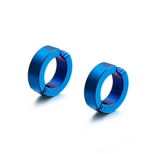 Boucles d'oreilles clips en acier inoxydable bleu pour oreilles non percées en paire