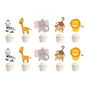 Lot de 10 décorations de gâteau animaux de la jungle avec lions et éléphants