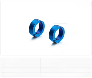 Spécifications de taille détaillées des boucles d'oreilles clip bleu en acier de 4mm