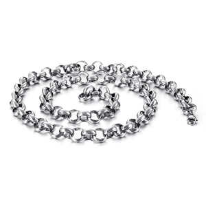 Polished silver stainless steel Rolo chain necklace with a secure lobster clasp