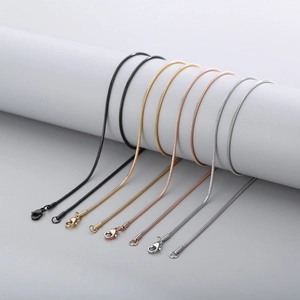 Minimalist stainless steel round snake chains in black, gold, rose gold and silver colors