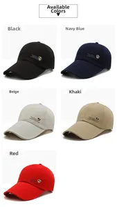 Detailed view of baseball caps in five colors with shield embroidery on cotton twill