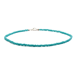 Bohemian turquoise beaded choker necklace with metallic clasp and adjustable chain extender